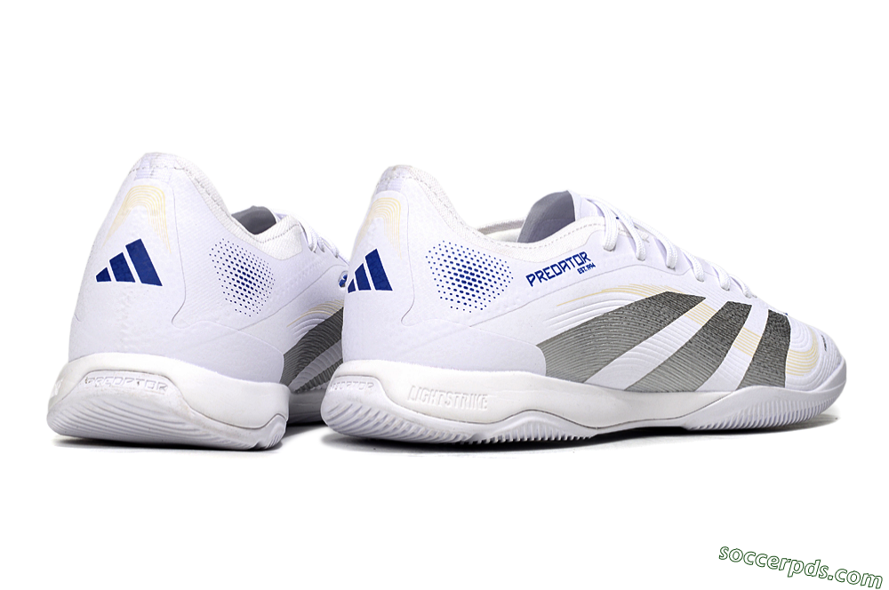 Adidas Predator 25 Elite IC Low-Tops Football Shoes - White/Silver/Blue 6