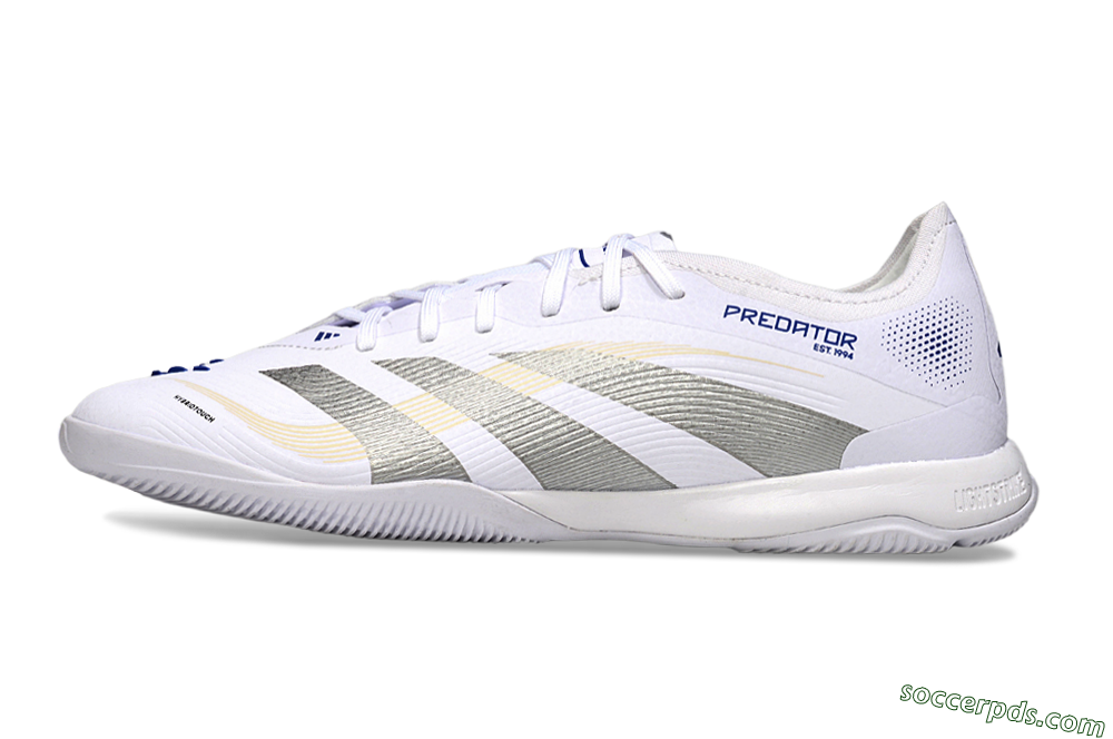 Adidas Predator 25 Elite IC Low-Tops Football Shoes - White/Silver/Blue 2