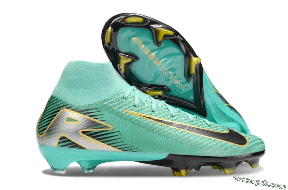 Nike Air Zoom Mercurial Superfly 10 Elite FG High-Tops Football Boots - Jade/Black/Silver/Gold 1