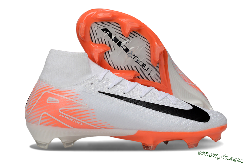 Nike Air Zoom Mercurial Superfly 10 Elite FG High-Tops Football Boots - White/Black/Orange 1
