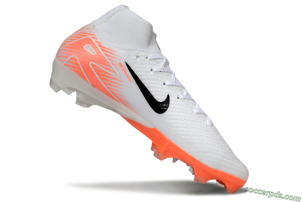 Nike Air Zoom Mercurial Superfly 10 Elite FG High-Tops Football Boots - White/Black/Orange 4