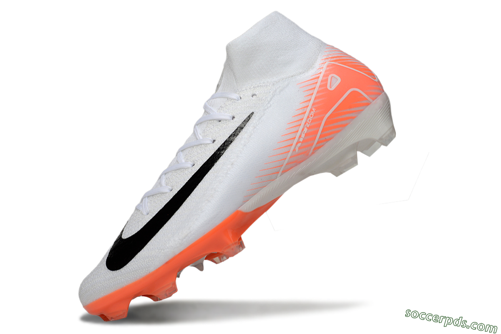 Nike Air Zoom Mercurial Superfly 10 Elite FG High-Tops Football Boots - White/Black/Orange 5
