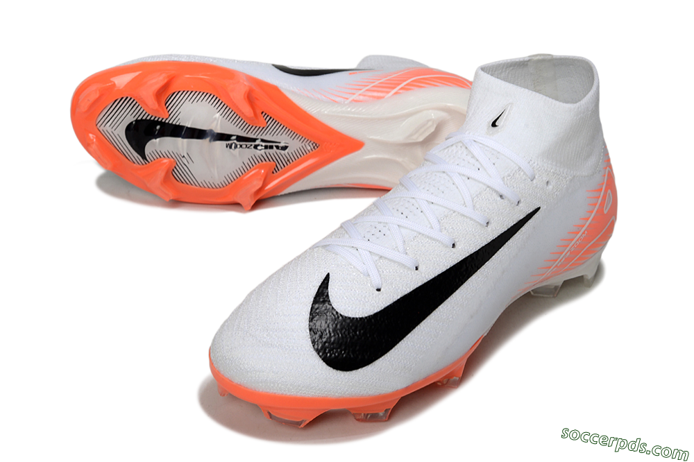 Nike Air Zoom Mercurial Superfly 10 Elite FG High-Tops Football Boots - White/Black/Orange 3