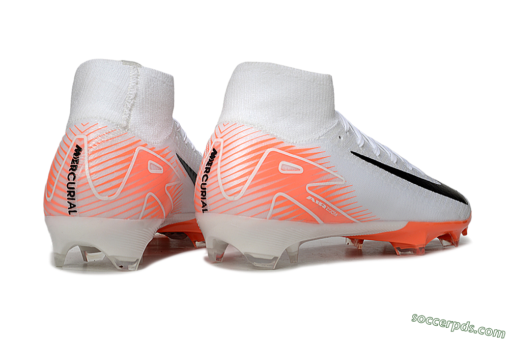Nike Air Zoom Mercurial Superfly 10 Elite FG High-Tops Football Boots - White/Black/Orange 6