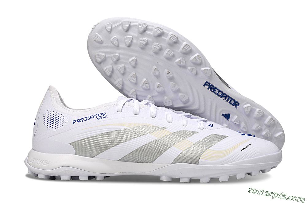 Adidas Predator 25 Elite TF Low-Tops Football Shoes - White/Silver/Blue 1