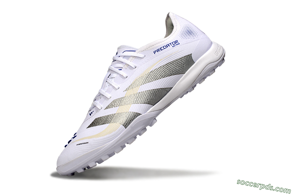 Adidas Predator 25 Elite TF Low-Tops Football Shoes - White/Silver/Blue 5