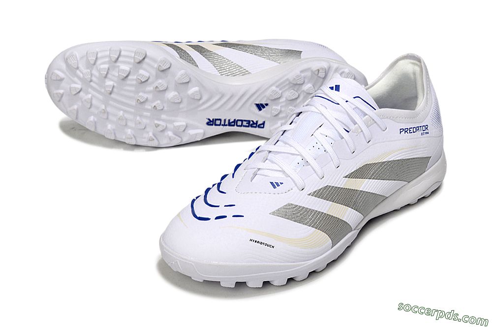 Adidas Predator 25 Elite TF Low-Tops Football Shoes - White/Silver/Blue 3