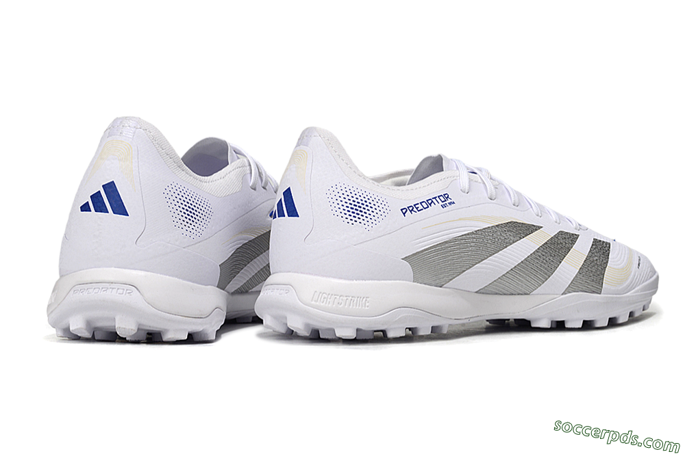 Adidas Predator 25 Elite TF Low-Tops Football Shoes - White/Silver/Blue 6