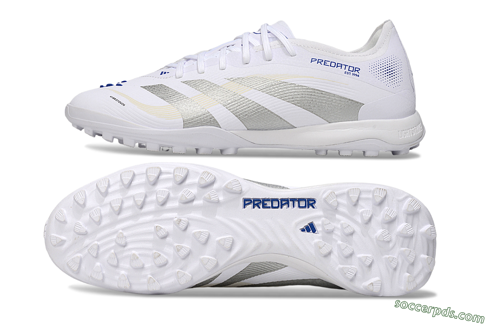 Adidas Predator 25 Elite TF Low-Tops Football Shoes - White/Silver/Blue 0
