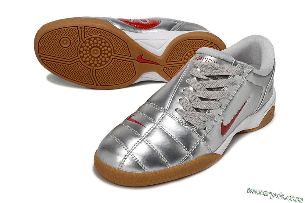 Nike Total 90 II IC Low-Tops Football Shoes - Silver/Red/White 3