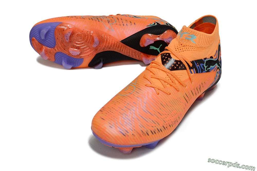 Puma Future 8 Ultimate FG Low-Tops Football Boots - Orange/Blue/Black 3