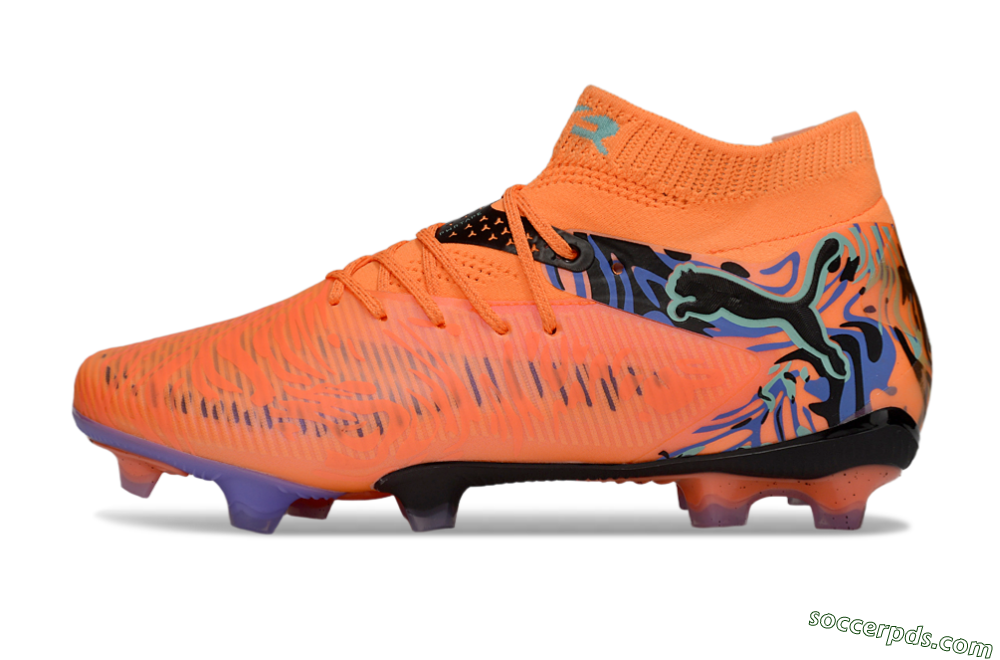 Puma Future 8 Ultimate FG Low-Tops Football Boots - Orange/Blue/Black 2