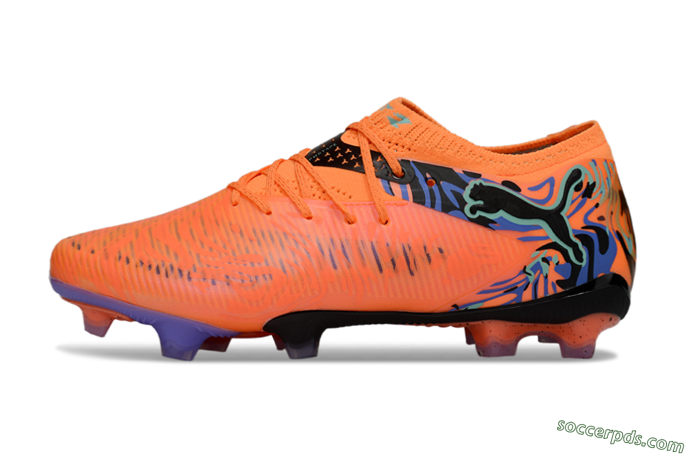 Puma Future 8 Ultimate FG Low-Tops Football Boots - Orange/Blue/Black 2