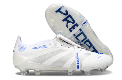 Adidas Predator Elite Foldover Tongue FG Low-Tops Football Boots - White/Silver/Blue