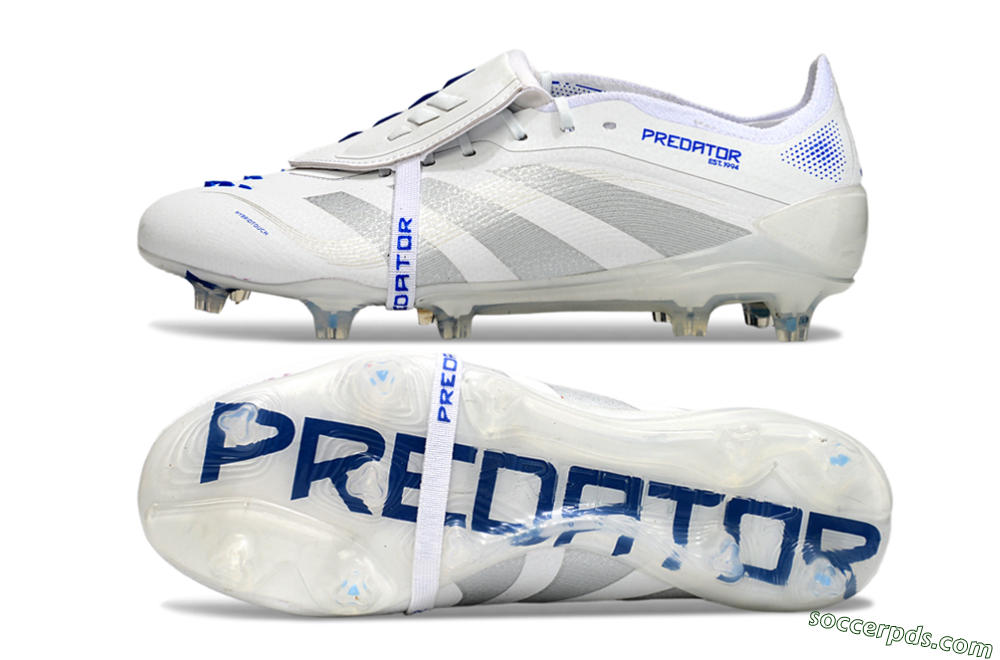Adidas Predator Elite Foldover Tongue FG Low-Tops Football Boots - White/Silver/Blue 0