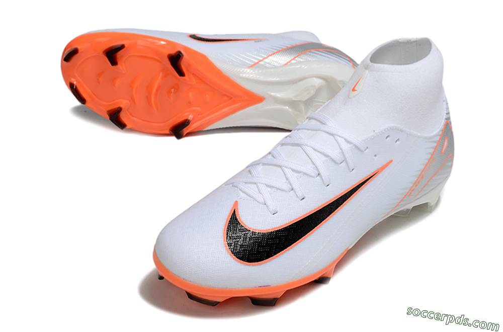 Nike Air Zoom Mercurial Superfly 10 Academy FG High-Tops Football Boots - White/Black/Orange/Silver 3