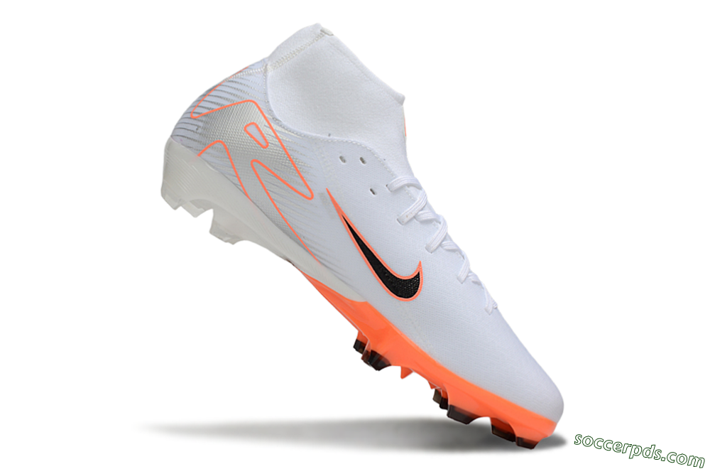 Nike Air Zoom Mercurial Superfly 10 Academy FG High-Tops Football Boots - White/Black/Orange/Silver 4