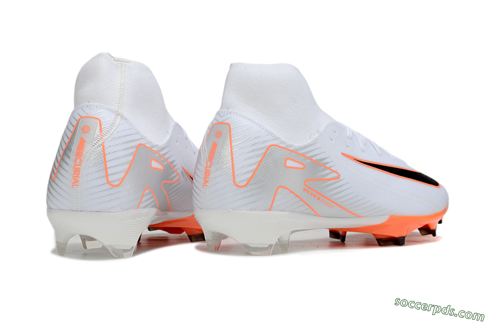 Nike Air Zoom Mercurial Superfly 10 Academy FG High-Tops Football Boots - White/Black/Orange/Silver 6