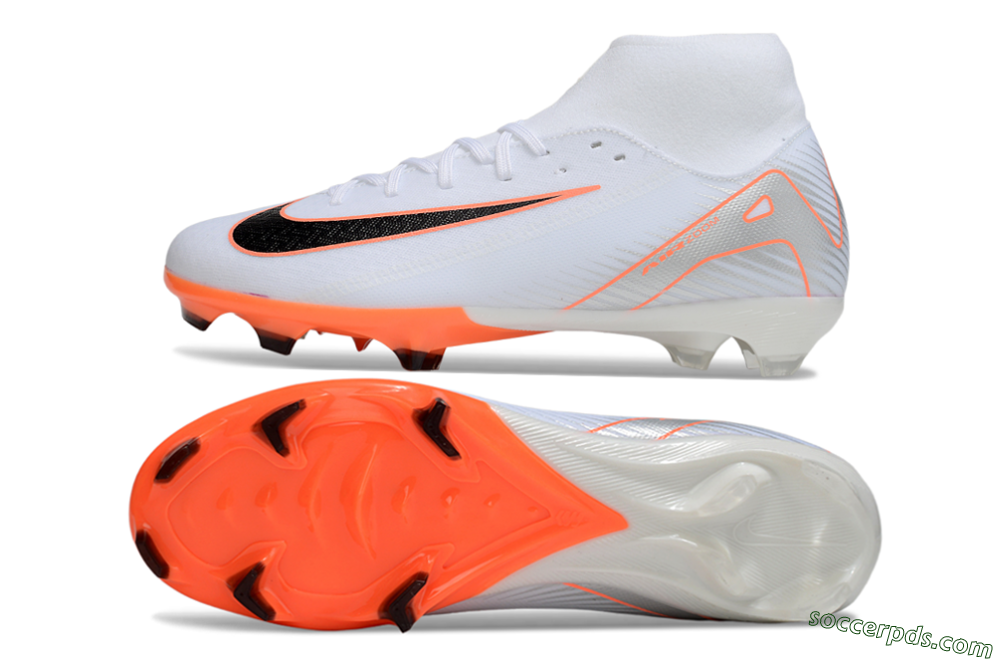 Nike Air Zoom Mercurial Superfly 10 Academy FG High-Tops Football Boots - White/Black/Orange/Silver 0