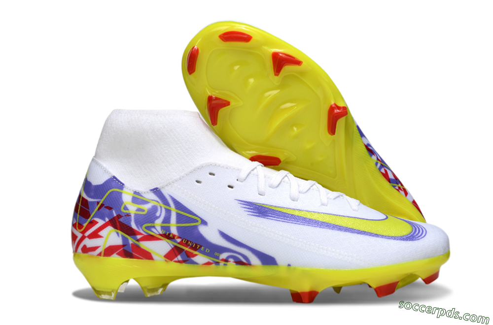 Nike Air Zoom Mercurial Superfly 10 Academy FG High-Tops Football Boots - White/Purple/Yellow/Red 1