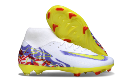 Nike Air Zoom Mercurial Superfly 10 Academy FG High-Tops Football Boots - White/Purple/Yellow/Red