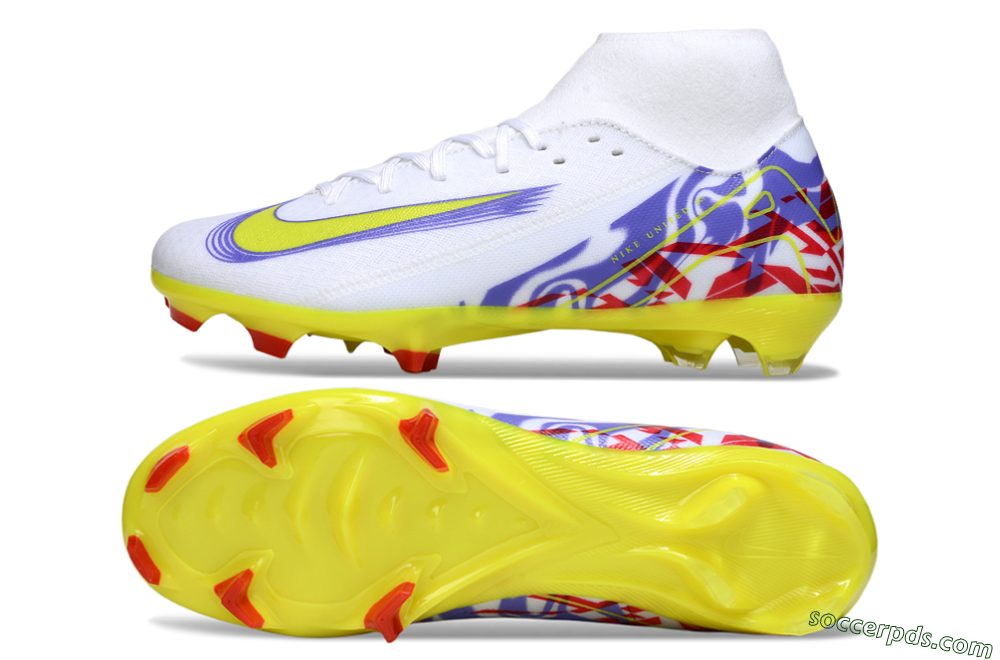 Nike Air Zoom Mercurial Superfly 10 Academy FG High-Tops Football Boots - White/Purple/Yellow/Red 0