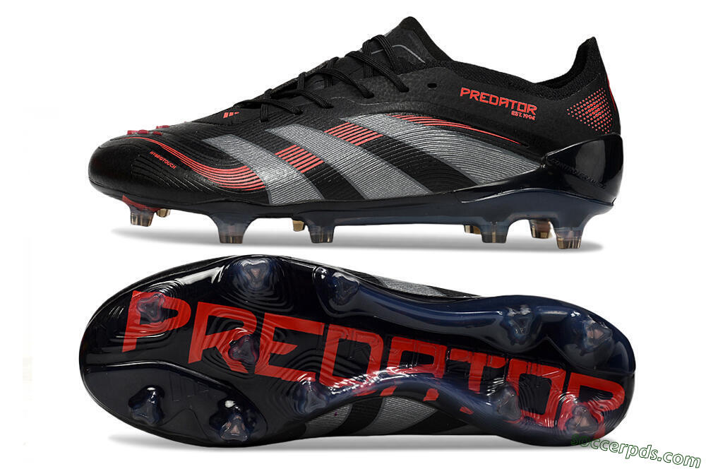 Adidas Predator 25 Elite FG Low-Tops Football Boots - Black/Grey/Red 0