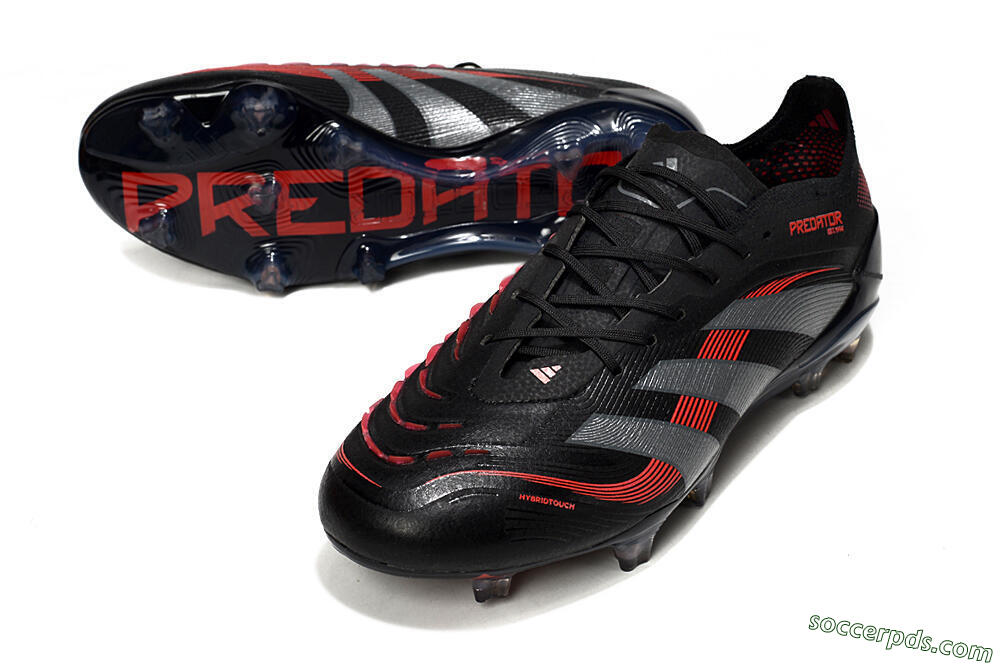 Adidas Predator 25 Elite FG Low-Tops Football Boots - Black/Grey/Red 3