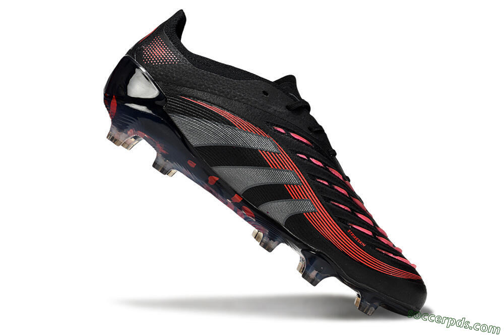 Adidas Predator 25 Elite FG Low-Tops Football Boots - Black/Grey/Red 4