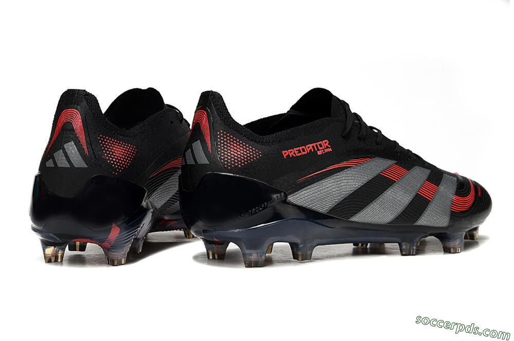 Adidas Predator 25 Elite FG Low-Tops Football Boots - Black/Grey/Red 6