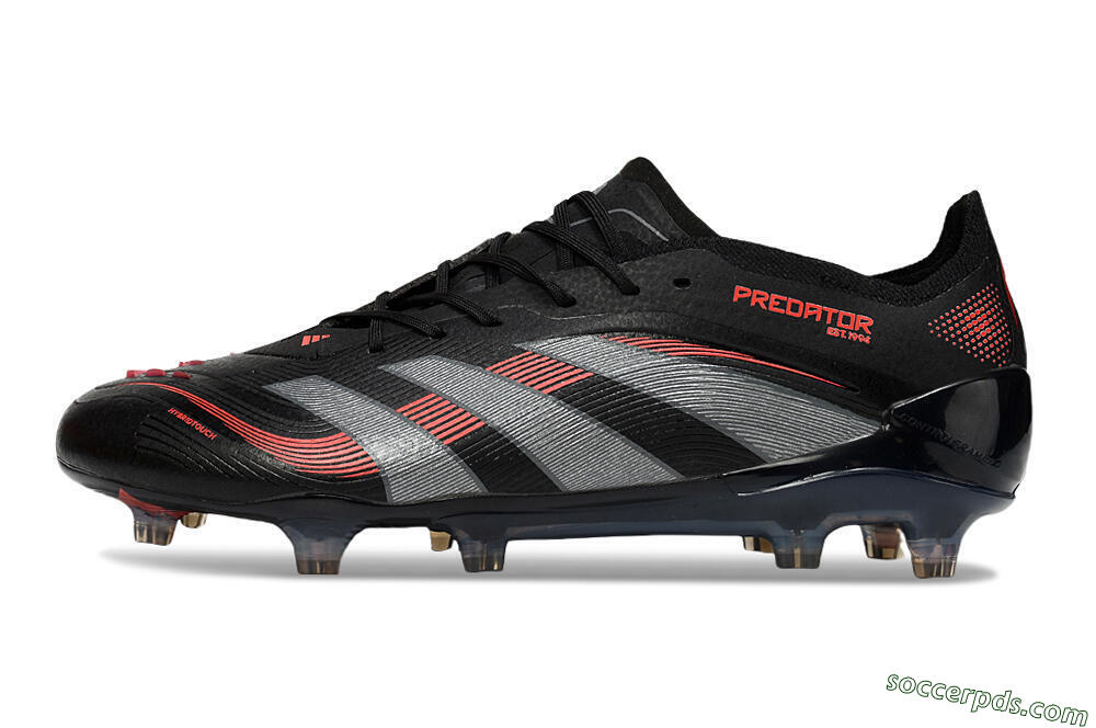 Adidas Predator 25 Elite FG Low-Tops Football Boots - Black/Grey/Red 2
