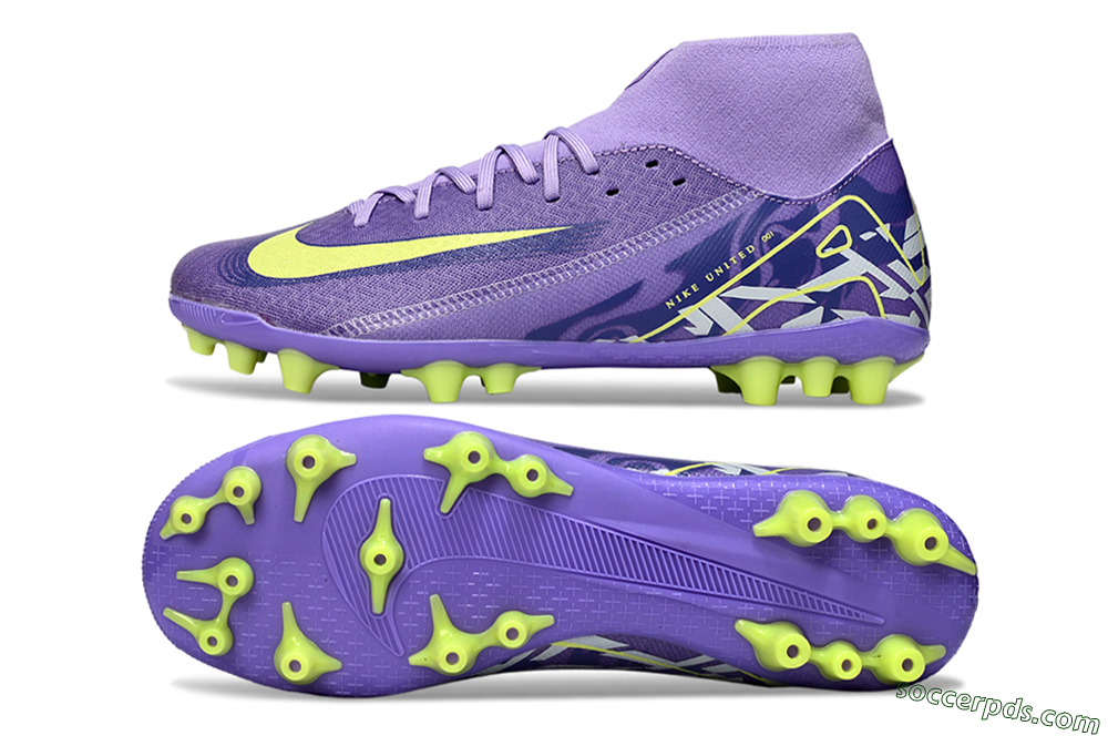 Nike Air Zoom Mercurial Superfly 10 Academy AG High-Tops Football Boots - Purple/Yellow/White 0