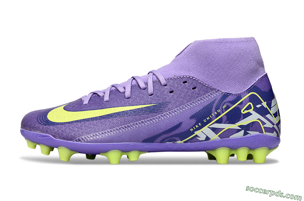 Nike Air Zoom Mercurial Superfly 10 Academy AG High-Tops Football Boots - Purple/Yellow/White 2