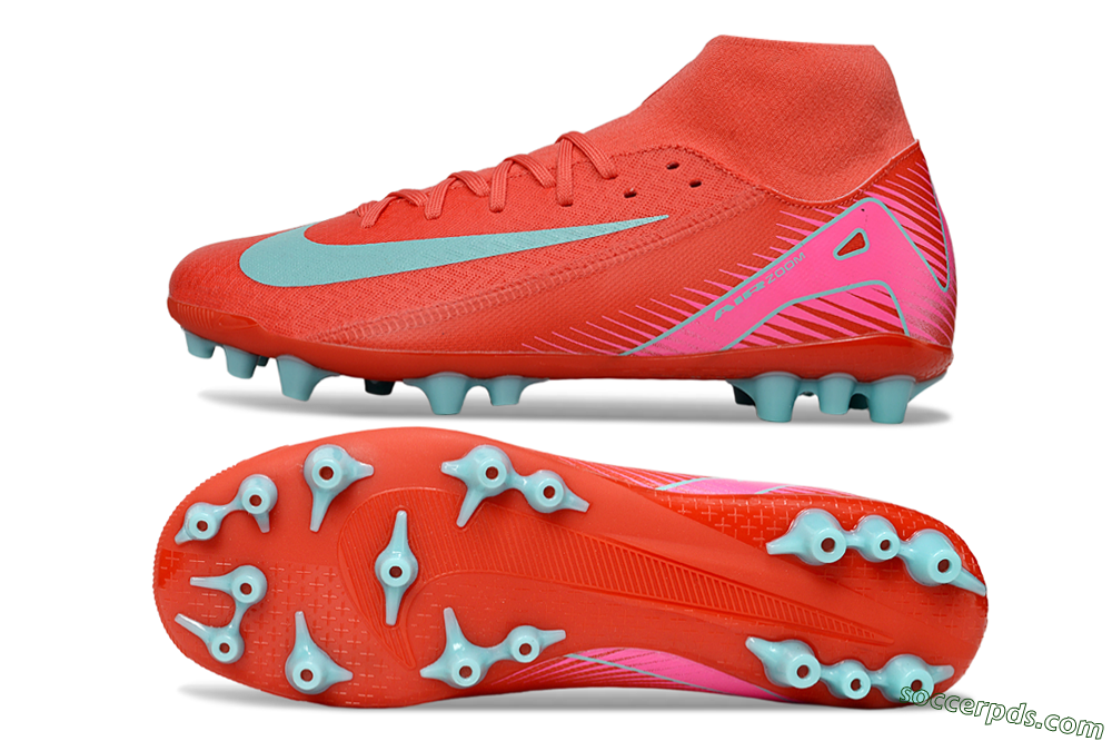 Nike Air Zoom Mercurial Superfly 10 Academy AG High-Tops Football Boots - Red/Jade/Pink 0
