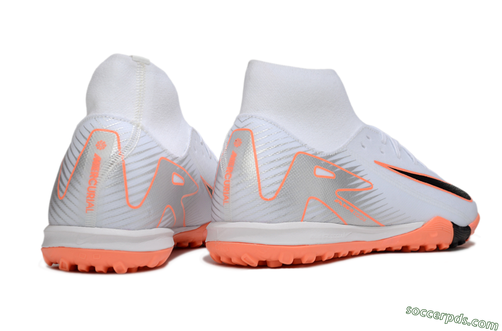 Nike Air Zoom Mercurial Superfly 10 Academy TF High-Tops Football Shoes - White/Black/Orange/Silver 6
