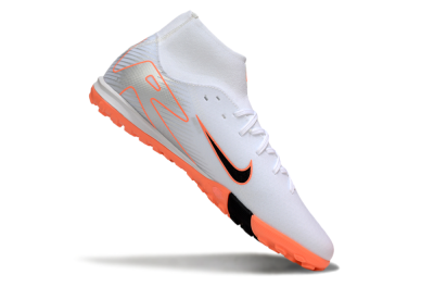 Nike Air Zoom Mercurial Superfly 10 Academy TF High-Tops Football Shoes - White/Black/Orange/Silver