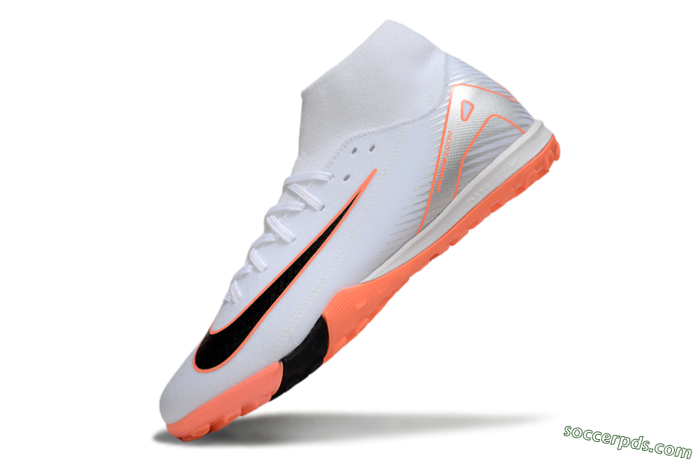 Nike Air Zoom Mercurial Superfly 10 Academy TF High-Tops Football Shoes - White/Black/Orange/Silver 5