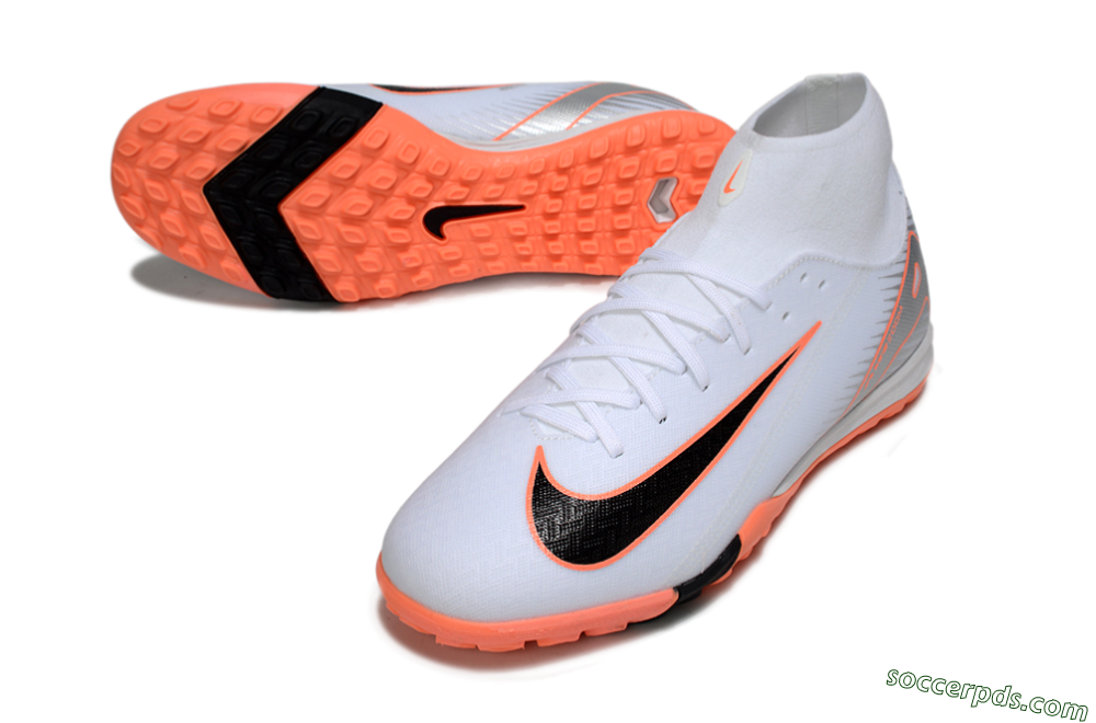 Nike Air Zoom Mercurial Superfly 10 Academy TF High-Tops Football Shoes - White/Black/Orange/Silver 3