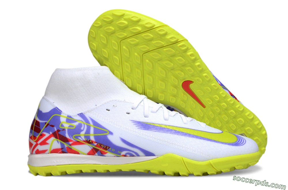 Nike Air Zoom Mercurial Superfly 10 Academy TF High-Tops Football Shoes - White/Purple/Yellow/Red 1
