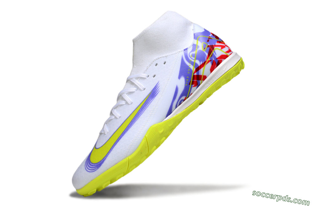 Nike Air Zoom Mercurial Superfly 10 Academy TF High-Tops Football Shoes - White/Purple/Yellow/Red 5