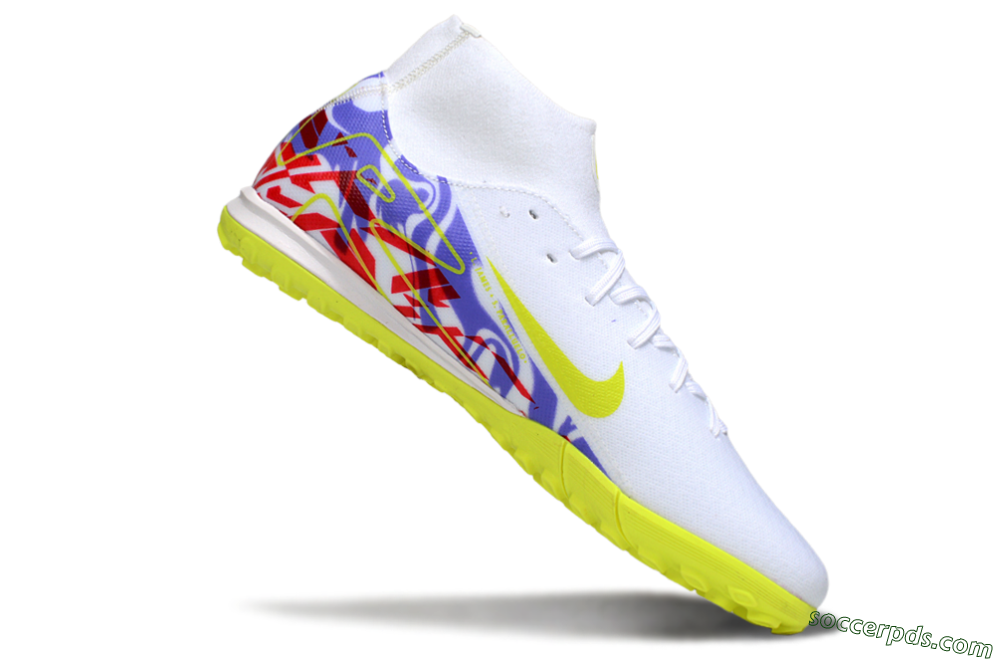 Nike Air Zoom Mercurial Superfly 10 Academy TF High-Tops Football Shoes - White/Purple/Yellow/Red 4