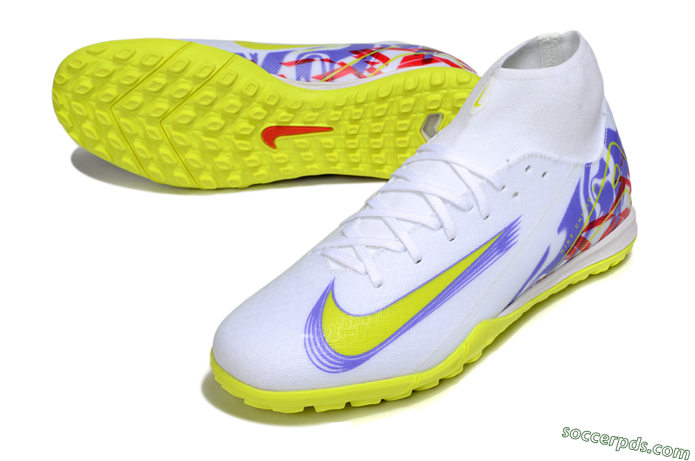 Nike Air Zoom Mercurial Superfly 10 Academy TF High-Tops Football Shoes - White/Purple/Yellow/Red 3