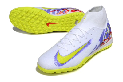 Nike Air Zoom Mercurial Superfly 10 Academy TF High-Tops Football Shoes - White/Purple/Yellow/Red