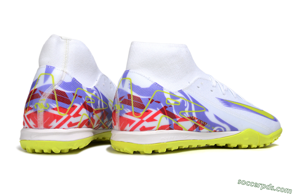 Nike Air Zoom Mercurial Superfly 10 Academy TF High-Tops Football Shoes - White/Purple/Yellow/Red 6