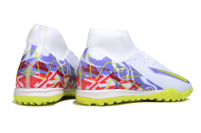 Nike Air Zoom Mercurial Superfly 10 Academy TF High-Tops Football Shoes - White/Purple/Yellow/Red