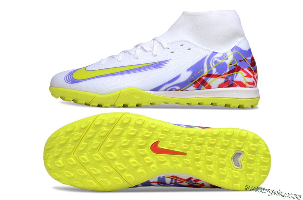 Nike Air Zoom Mercurial Superfly 10 Academy TF High-Tops Football Shoes - White/Purple/Yellow/Red 0