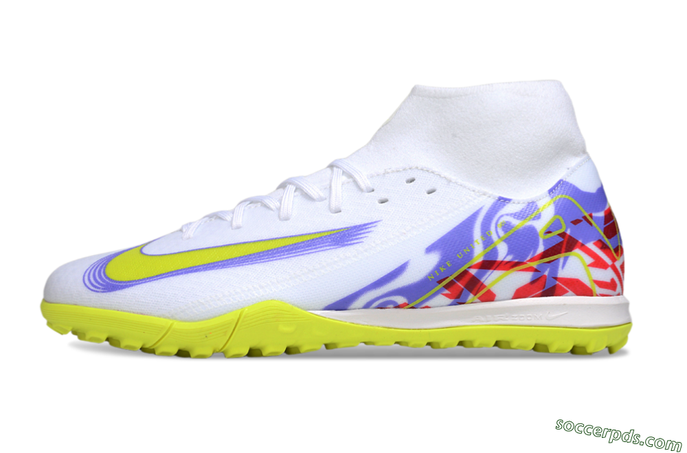Nike Air Zoom Mercurial Superfly 10 Academy TF High-Tops Football Shoes - White/Purple/Yellow/Red 2
