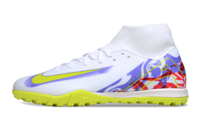 Nike Air Zoom Mercurial Superfly 10 Academy TF High-Tops Football Shoes - White/Purple/Yellow/Red