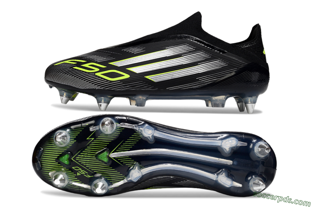 Adidas F50 Elite Laceless SG Low-Tops Football Boots - Black/Silver/Yellow 0