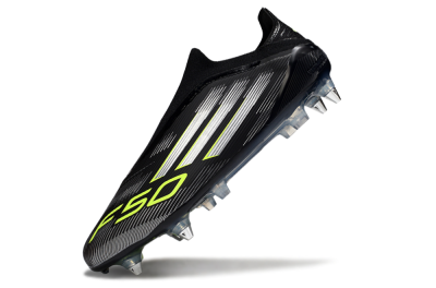 Adidas F50 Elite Laceless SG Low-Tops Football Boots - Black/Silver/Yellow